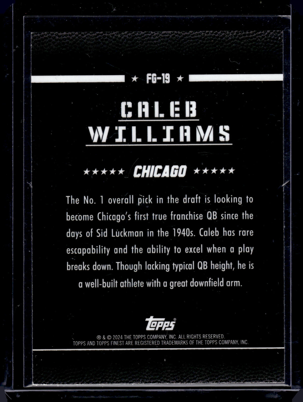 HL-P05 2024 Topps Finest Field Generals Caleb Williams #FG-19 X-Fractor RC