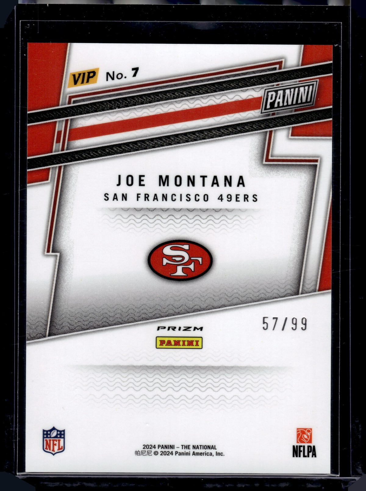 HL-P05 2024 Panini National VIP Joe Montana #7 Green Cracked Ice /99
