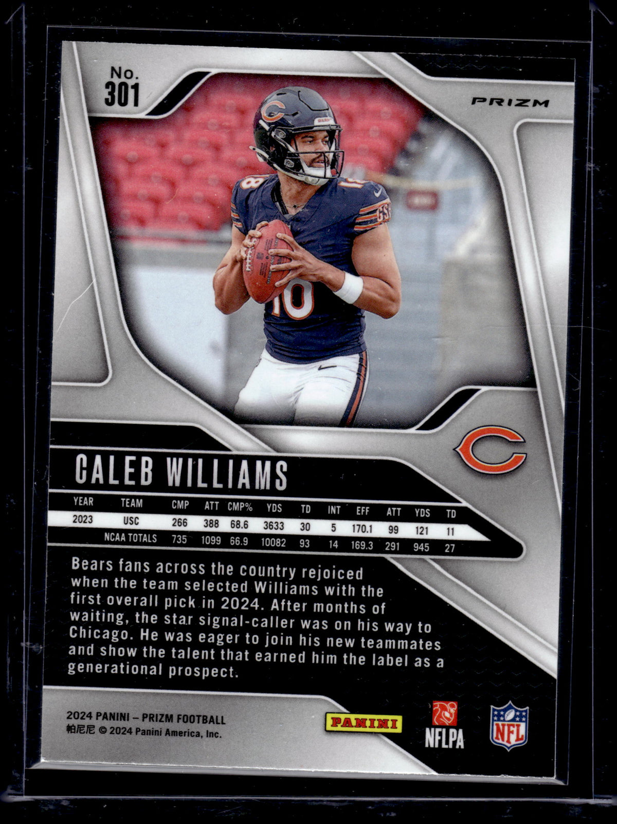 HL-P05 2024 Panini Prizm Football Caleb Williams #301 Orange Lazer RC