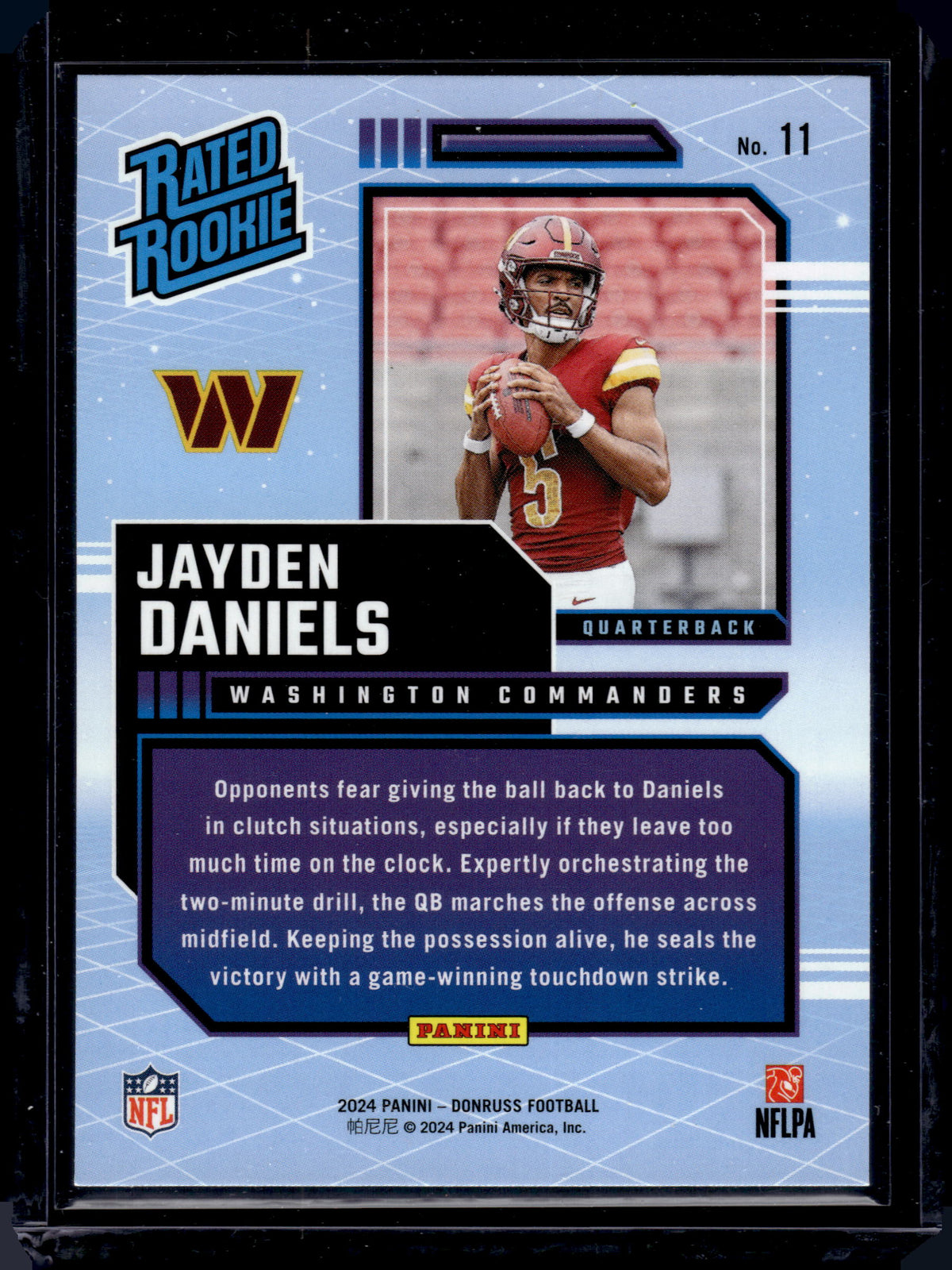 HL-P05 2024 Panini Donruss Retro Rated Rookie Jayden Daniels #11 Blue Shock