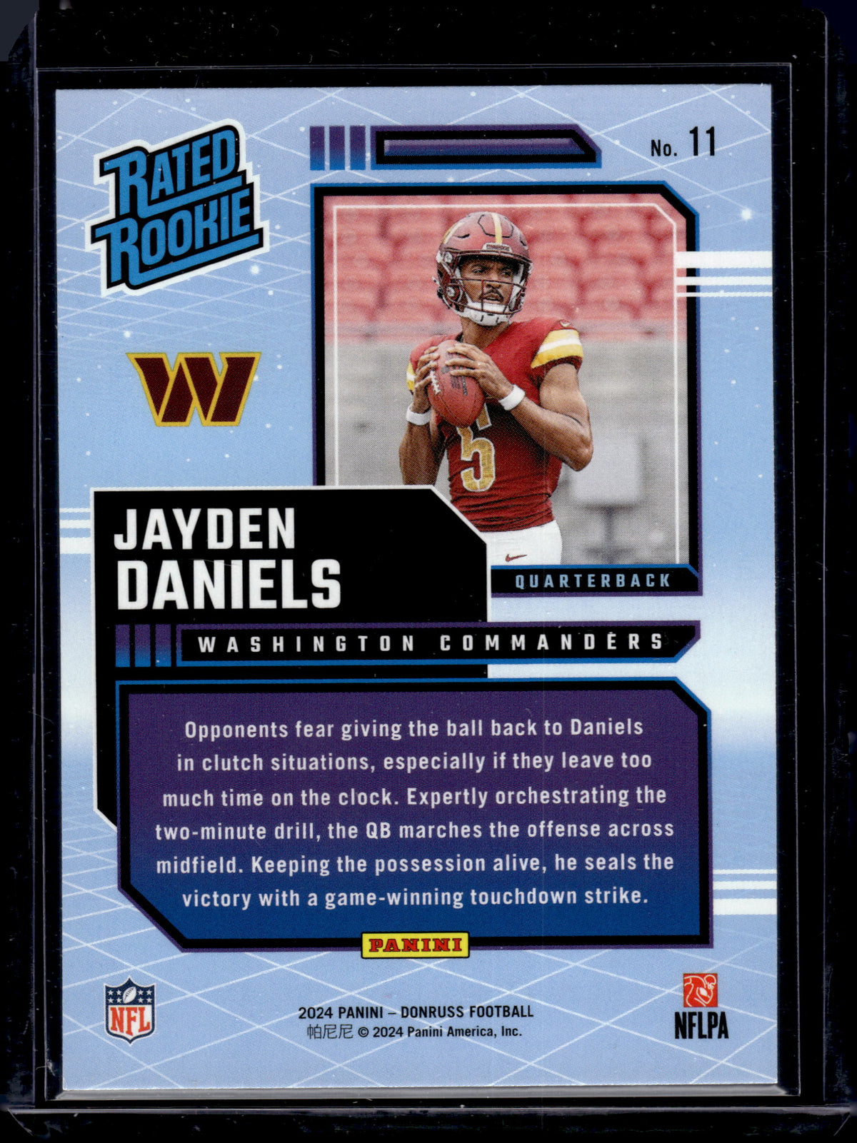 HL-P05 2024 Panini Donruss Retro Rated Rookie Jayden Daniels #11 Blue Shock