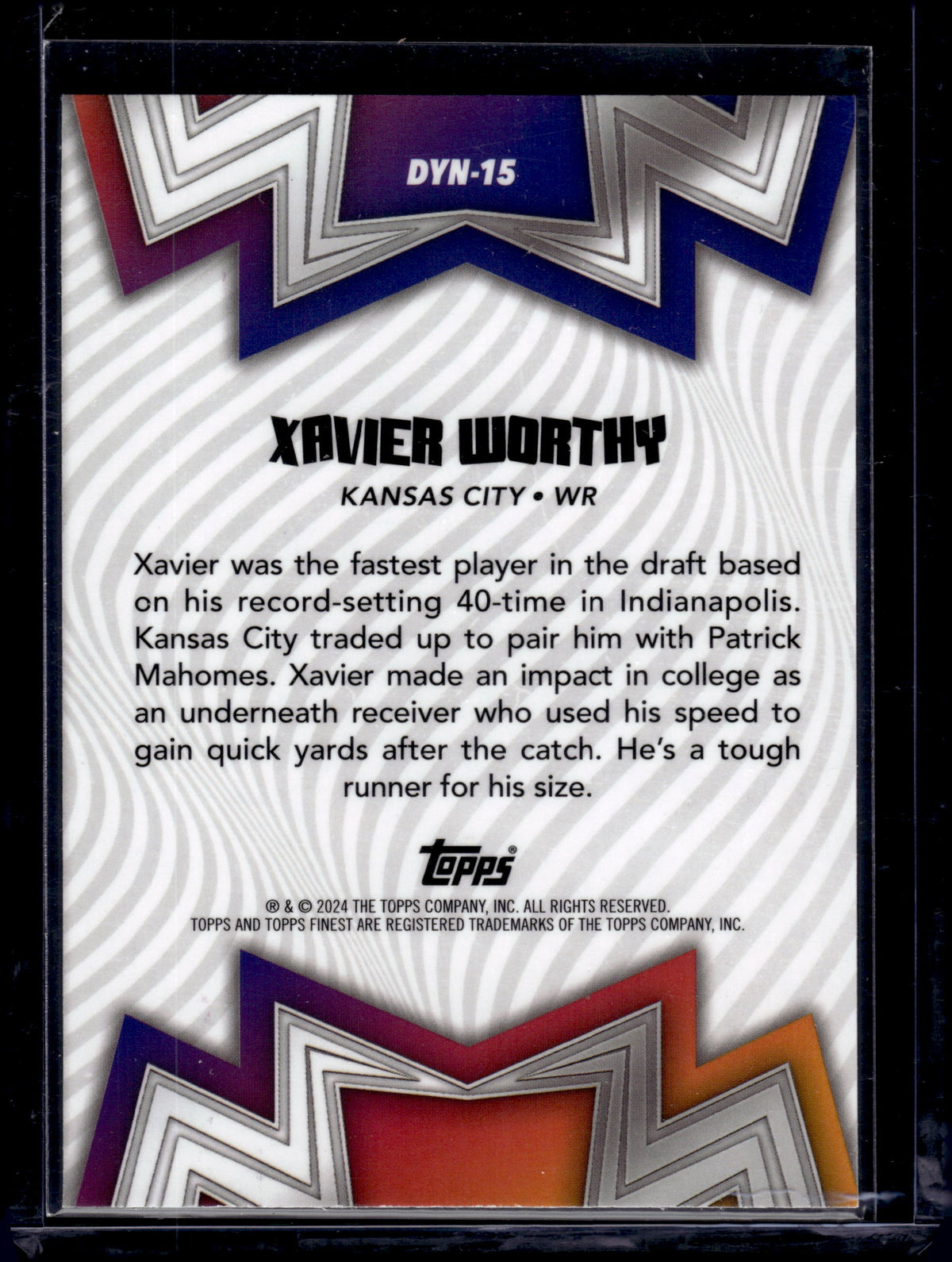 HL-P05 2024 Topps Finest Dynamos Xavier Worthy #DYN-15 Sky Blue /150 RC