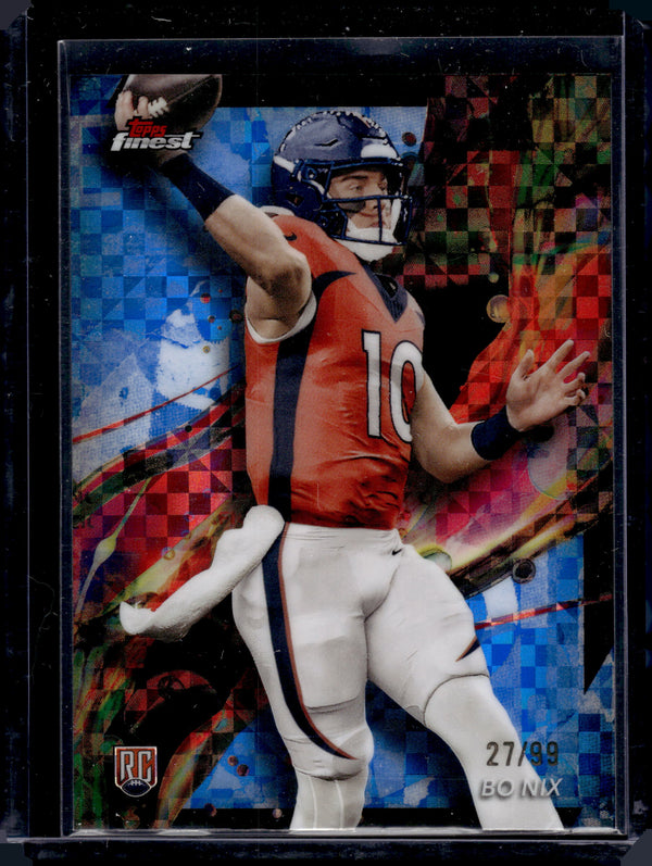 2024 Topps Finest Bo Nix #63 Blue Checkerboard /99 RC