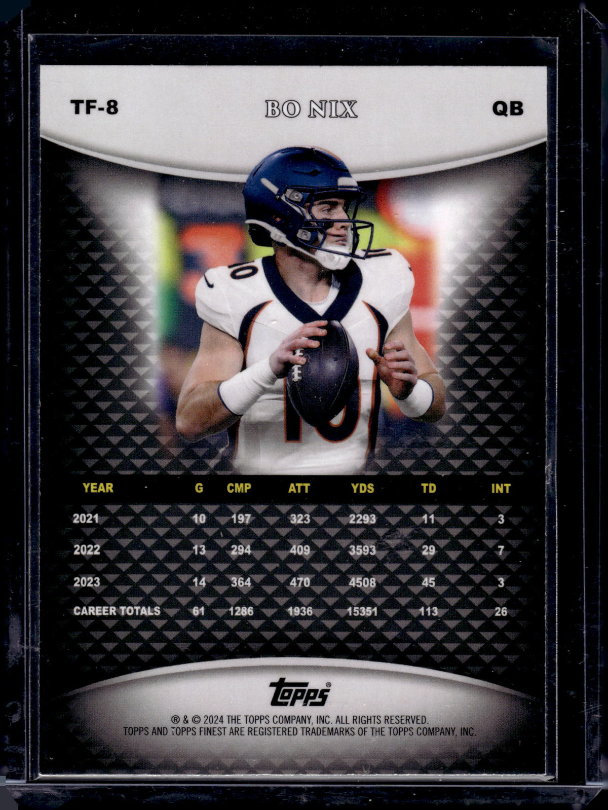 HL-P05 2024 Topps Team Finest Bo Nix #TF-8 Refractor RC