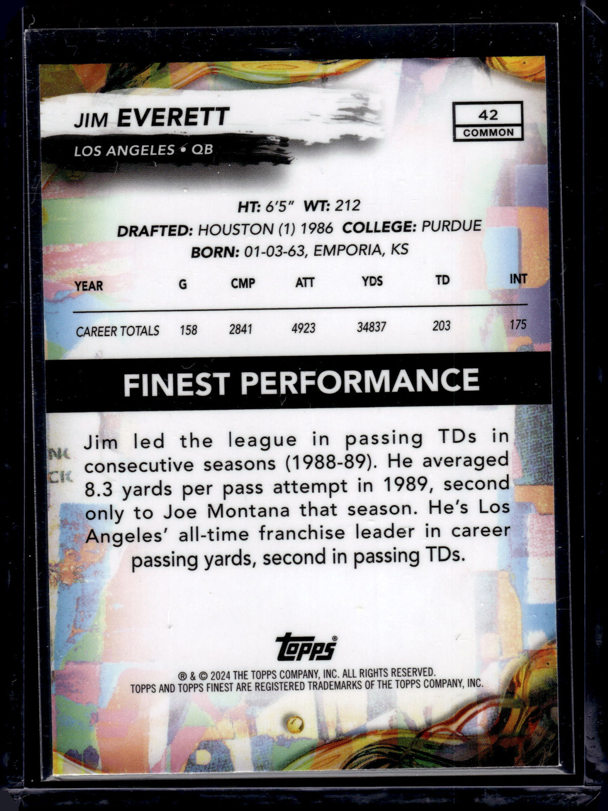 HL-P05 2024 Topps Finest Jim Everett #42 Blue Refractor /200