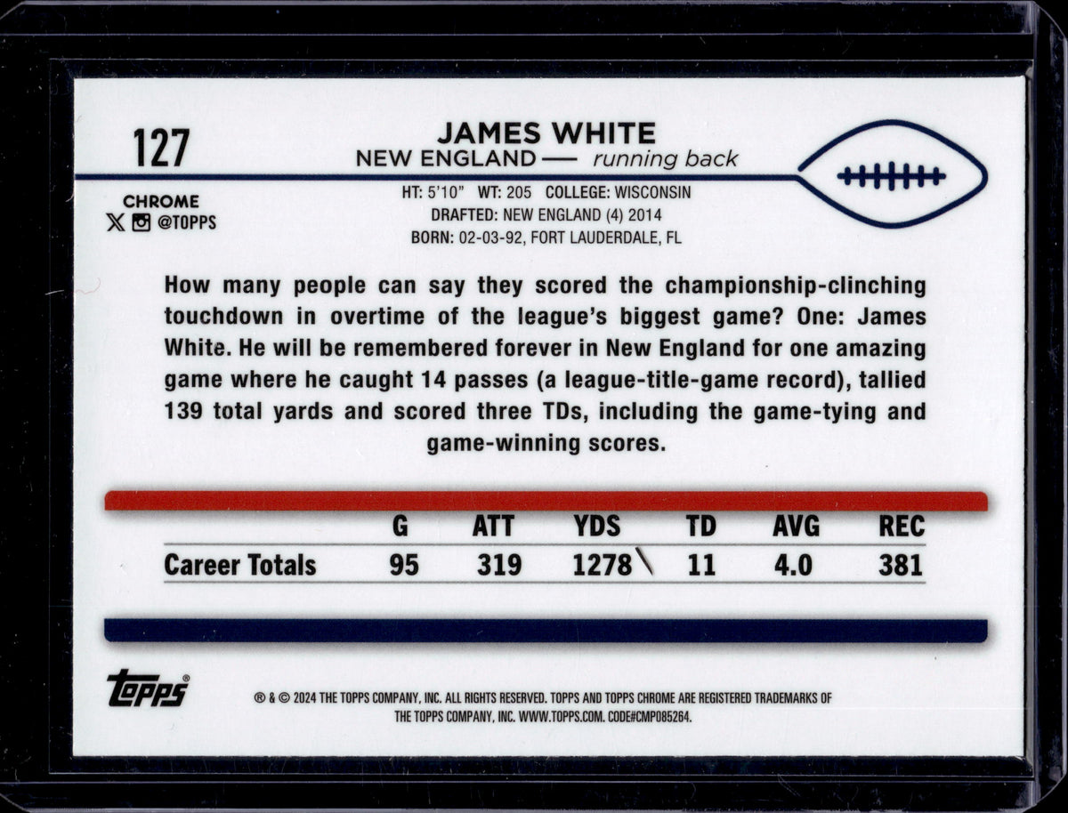 2024 Topps Chrome James White #127 Yellow Wave /75
