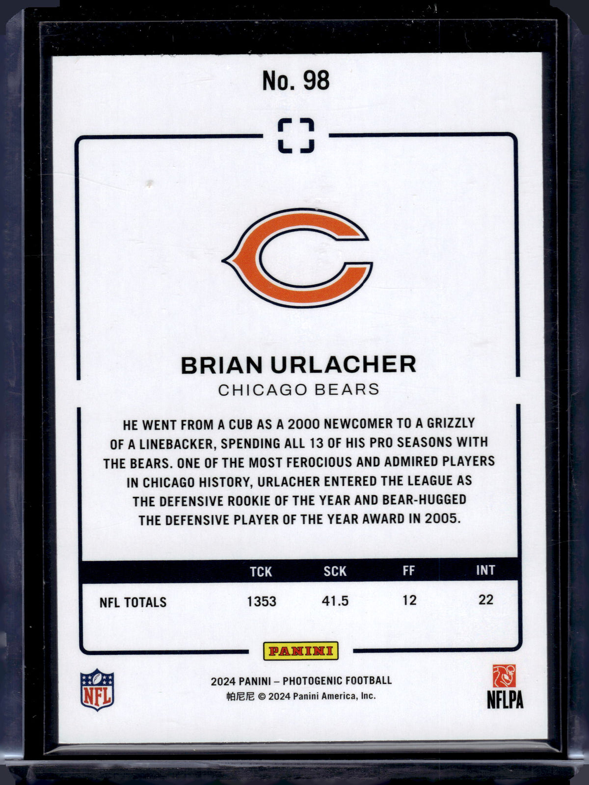 2024 Panini Photogenic Brian Urlacher #98 /175