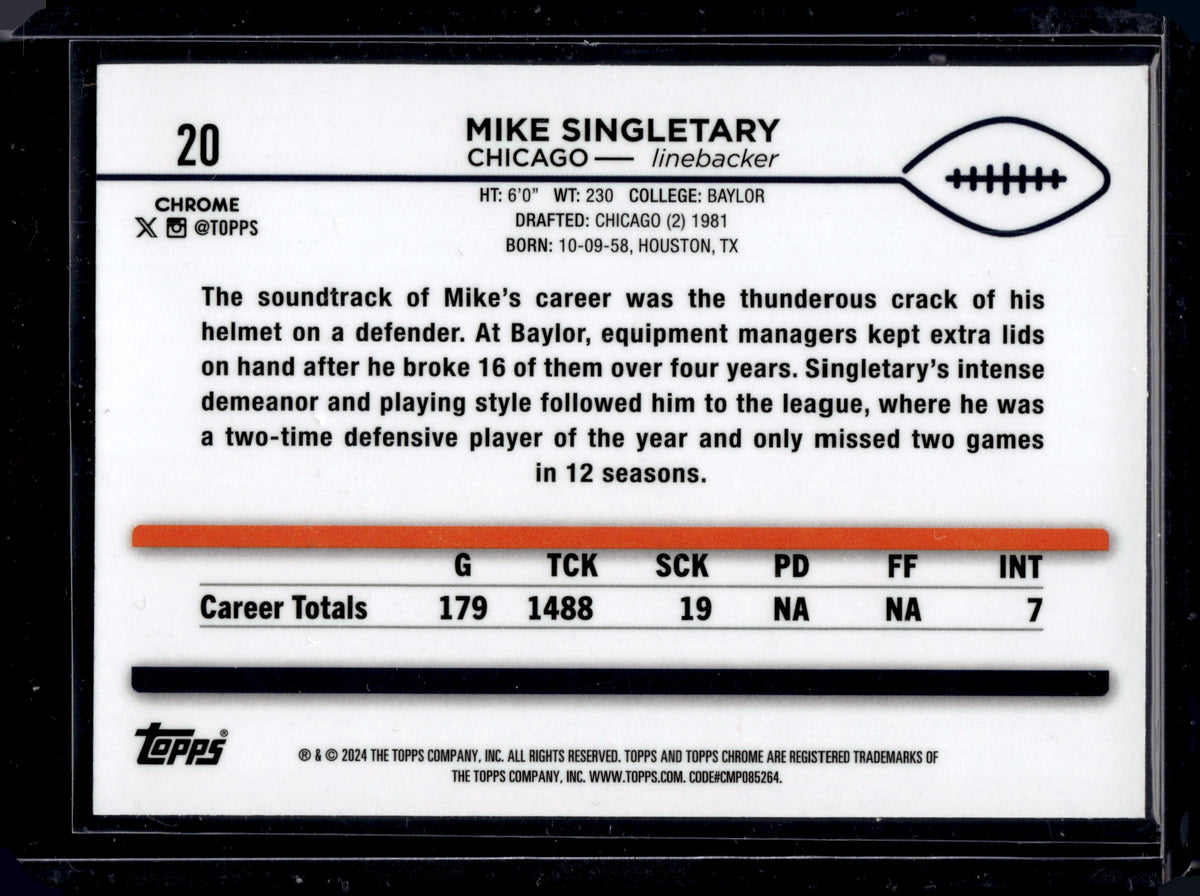 HL-P05 2024 Topps Chrome Mike Singletary #20 Yellow Geometric /75