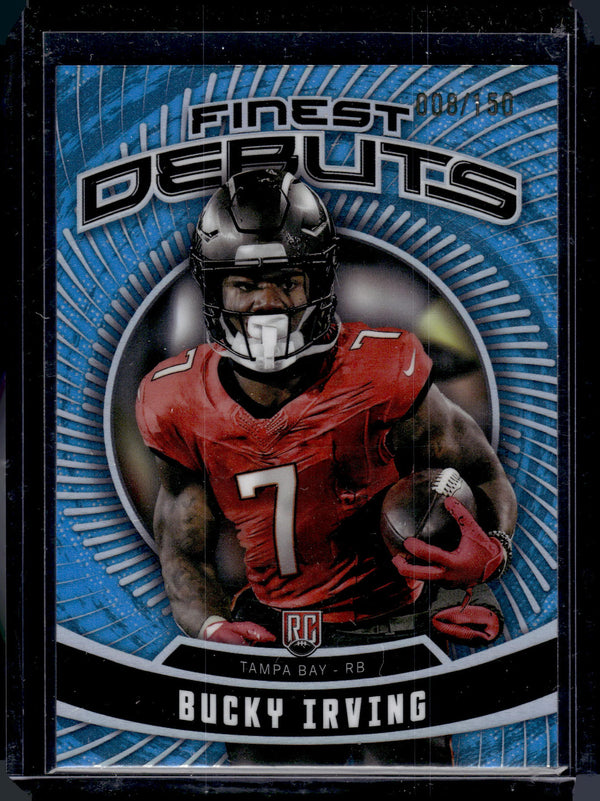 2024 Topps Finest Debuts Bucky Irving #D-28 Sky Blue Refractor /150 RC