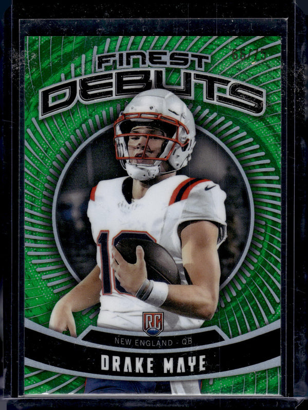 2024 Topps Finest Debuts Drake Maye #D-3 Green Refractor /75 RC
