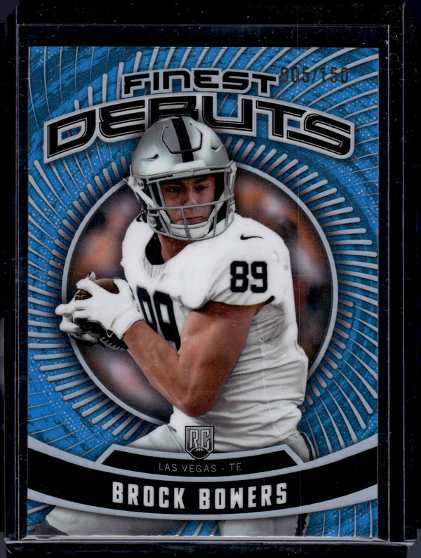 2024 Topps Finest Finest Debuts Brock Bowers #D-7 Sky Blue /150 RC