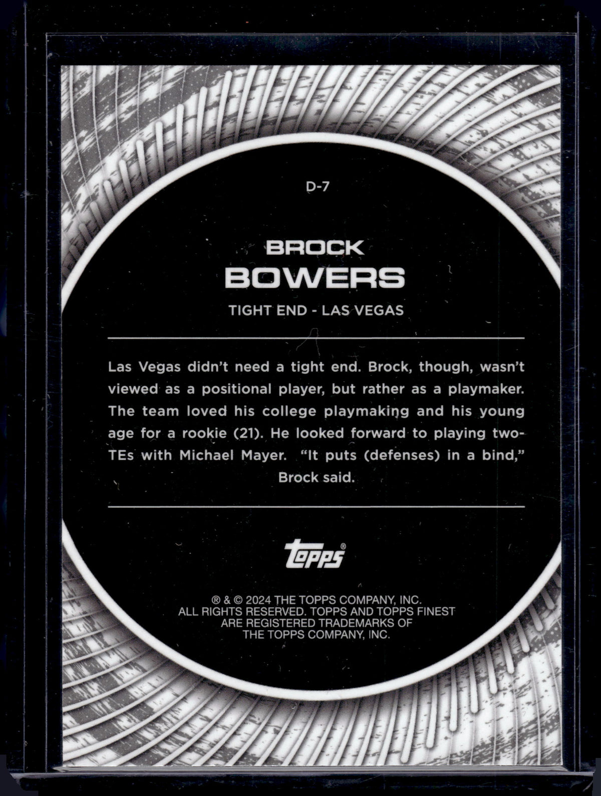 2024 Topps Finest Finest Debuts Brock Bowers #D-7 Sky Blue /150 RC