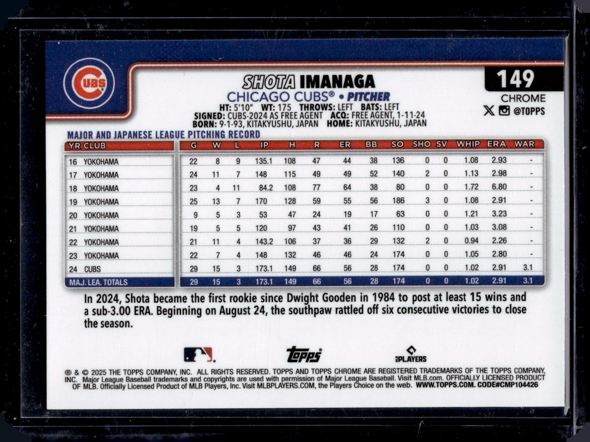 2025 Topps Chrome Shota Imanaga #149 Green Geometric Refractor /99