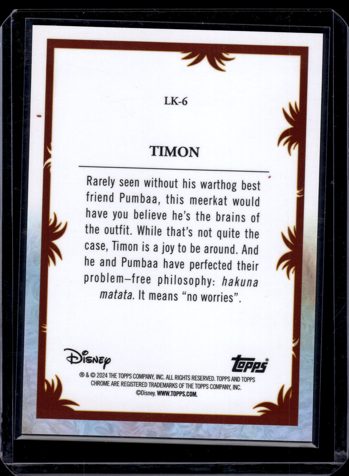 2024 Topps Chrome Disney Lion King 30th Anniversary Timon #LK-6