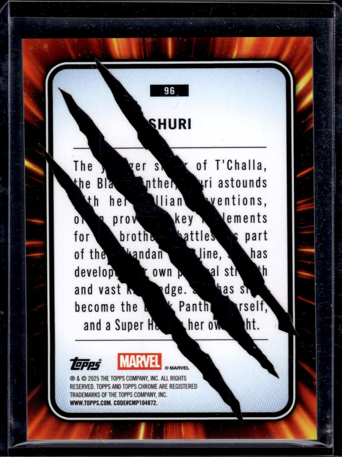 2025 Topps Chrome Marvel Shuri Clawed Black Refractor /10 #96