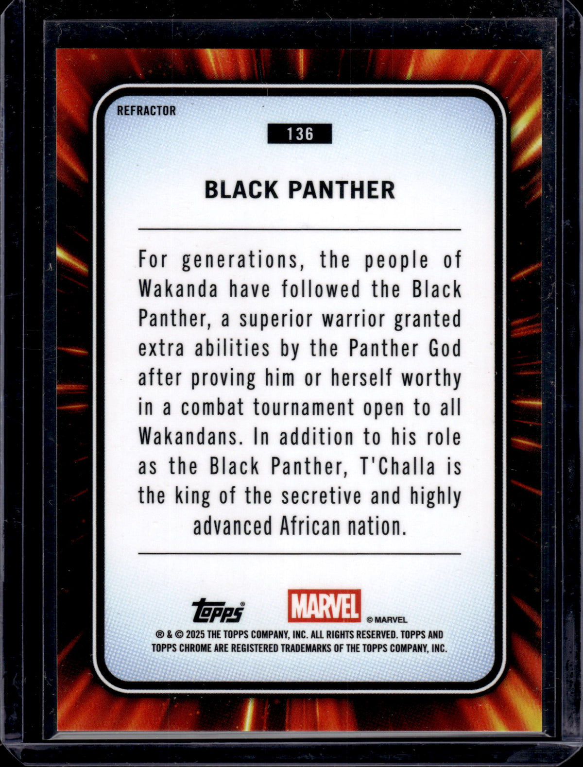 2025 Topps Chrome Marvel Black Panther Refractor #136