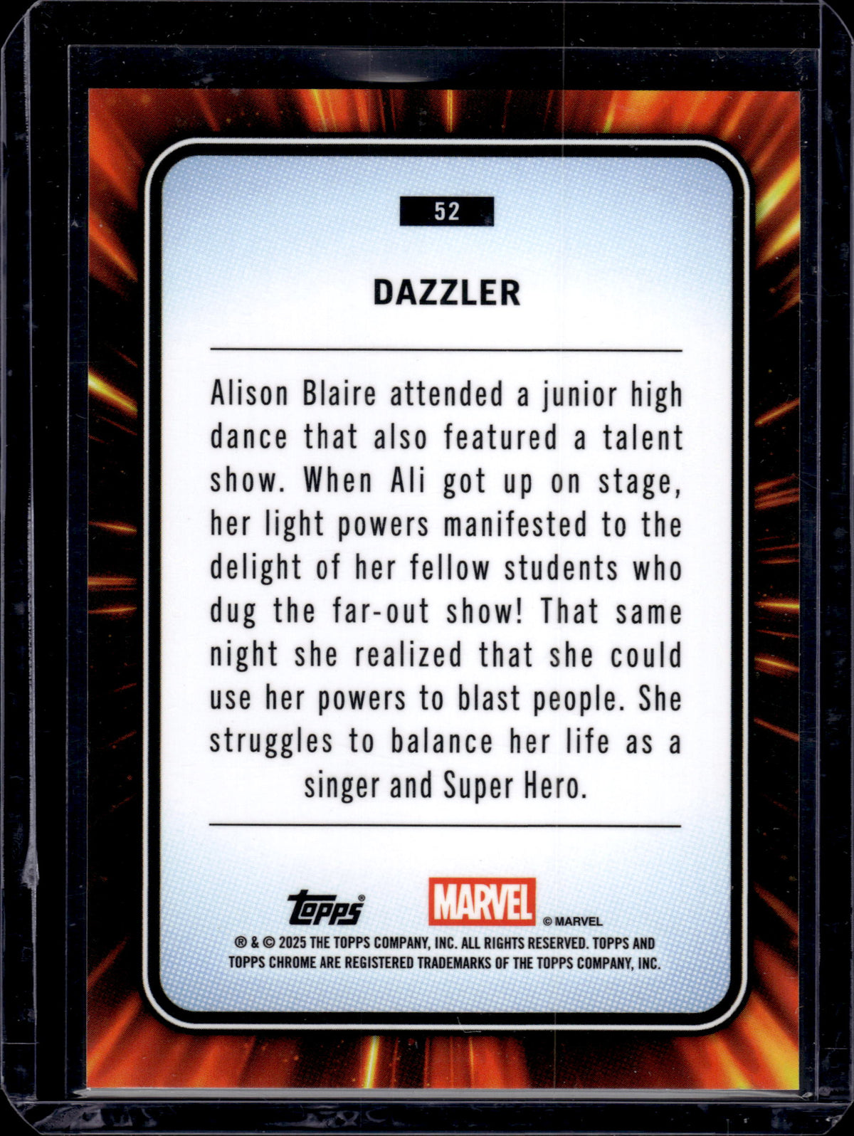 2025 Topps Chrome Marvel Dazzler Blue Refractor /299 #52
