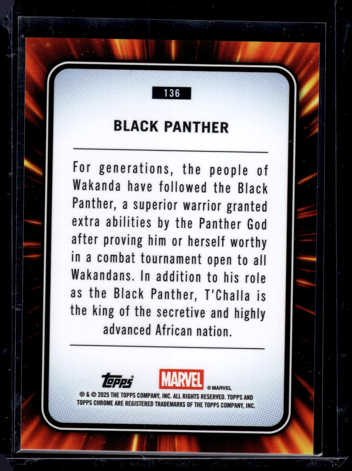 2025 Topps Chrome Marvel Black Panther Blue Sapphire Refractor #136