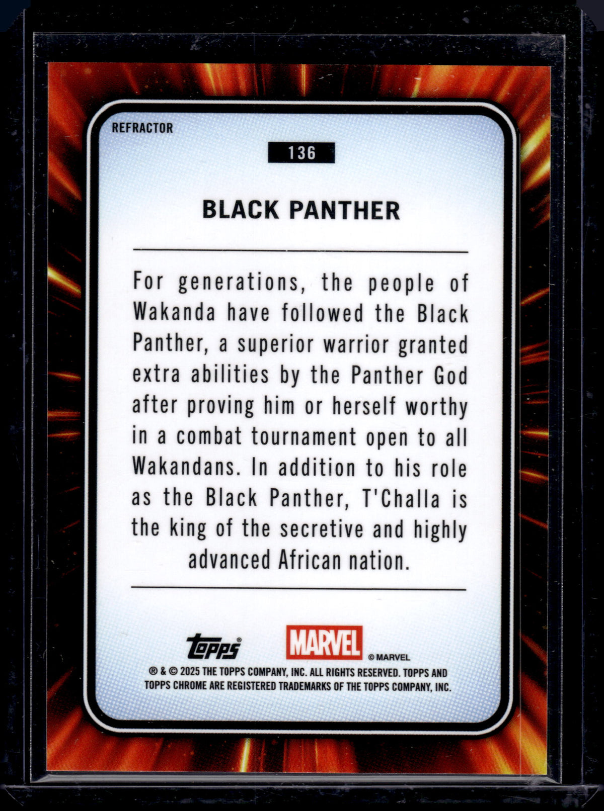 2025 Topps Chrome Marvel Black Panther Refractor #136