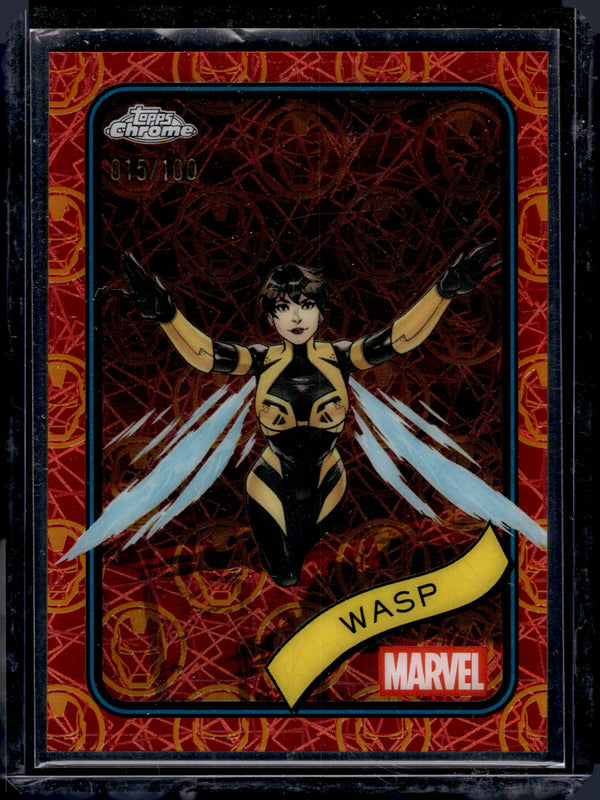 2025 Topps Chrome Marvel Wasp Iron Man Red & Gold Lazer /100 #113