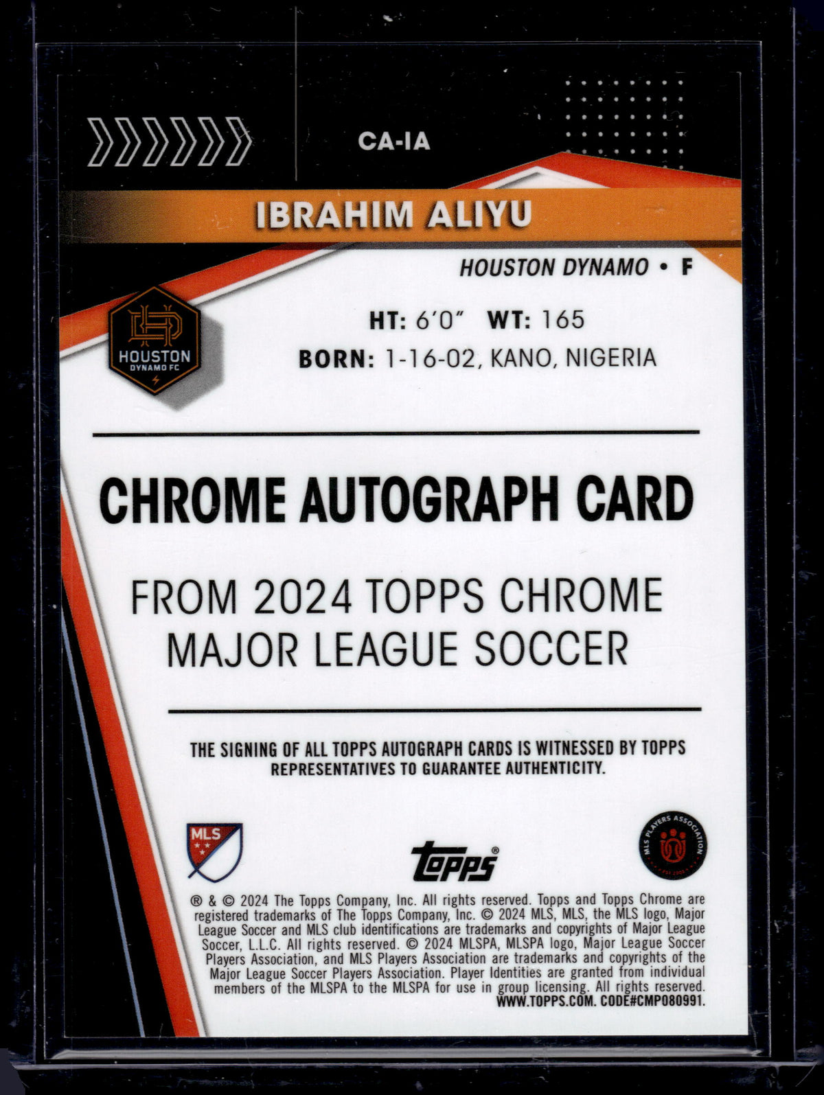2024 Topps Chrome MLS Ibrahim Aliyu #CA-IA Auto RC