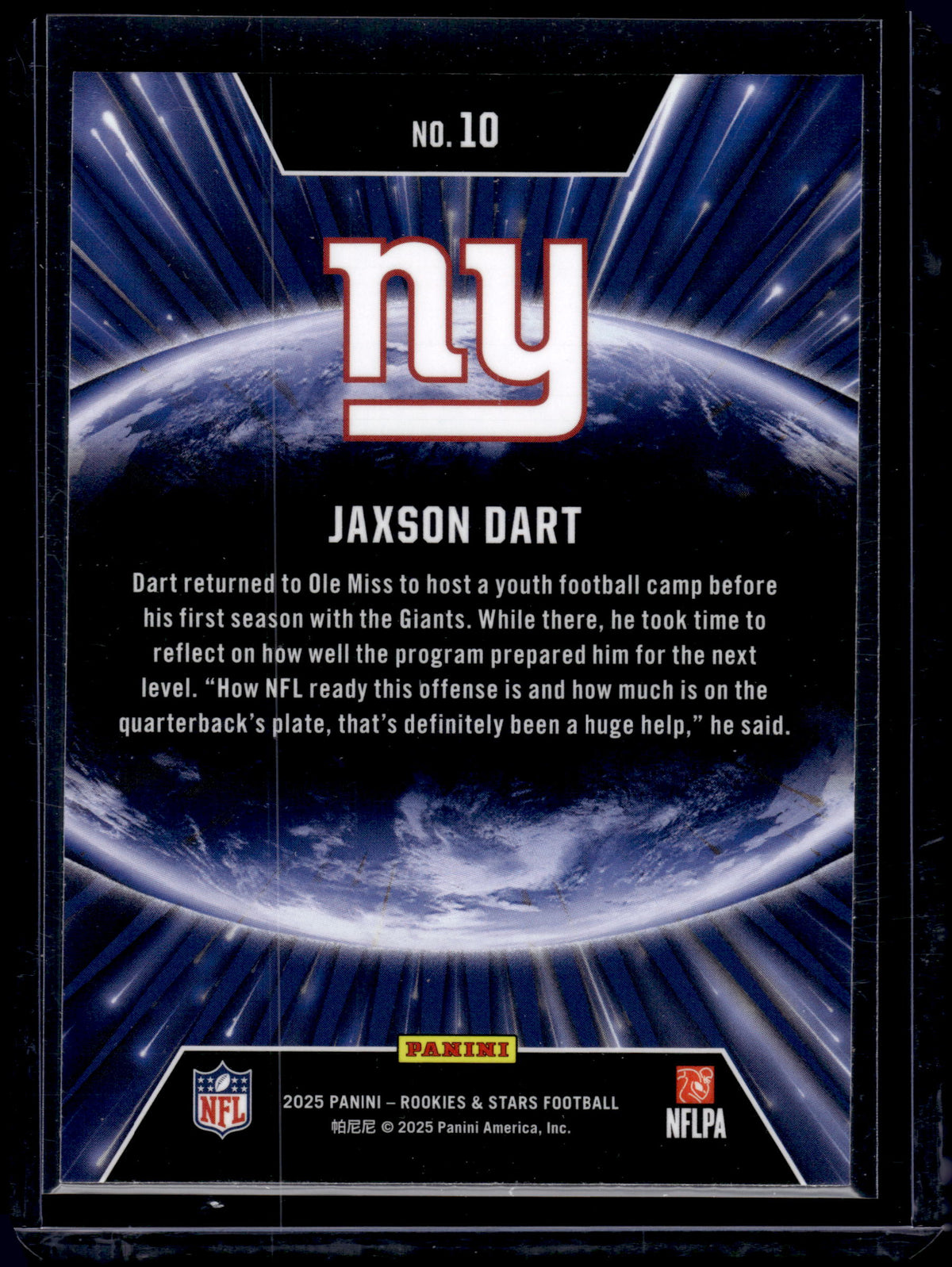 2025 Panini Rookies & Stars Stellar Rookies Jaxson Dart #10 RC
