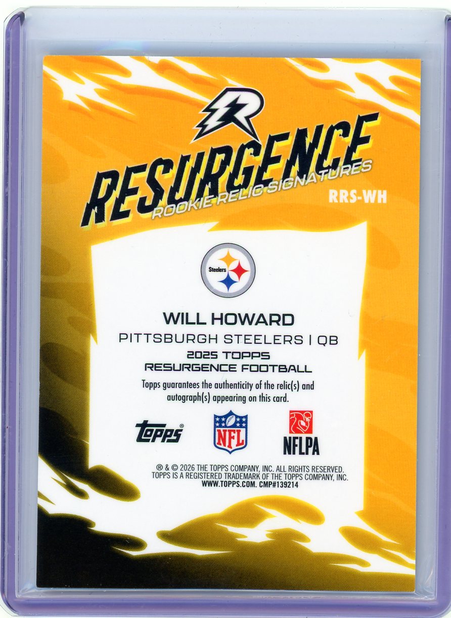 HL-INV 2026 Topps Resurgence Will Howard #RRS-WH Player-Worn Memorabilia Topps Certified Autograph Issue RC