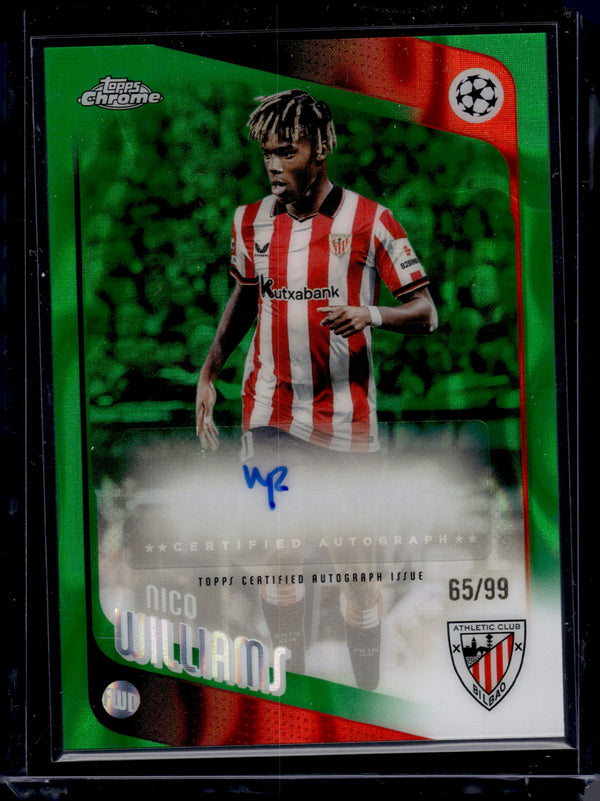 2026 Topps Chrome UEFA Club Nico Williams #CA-NI Green Lava /99 Auto