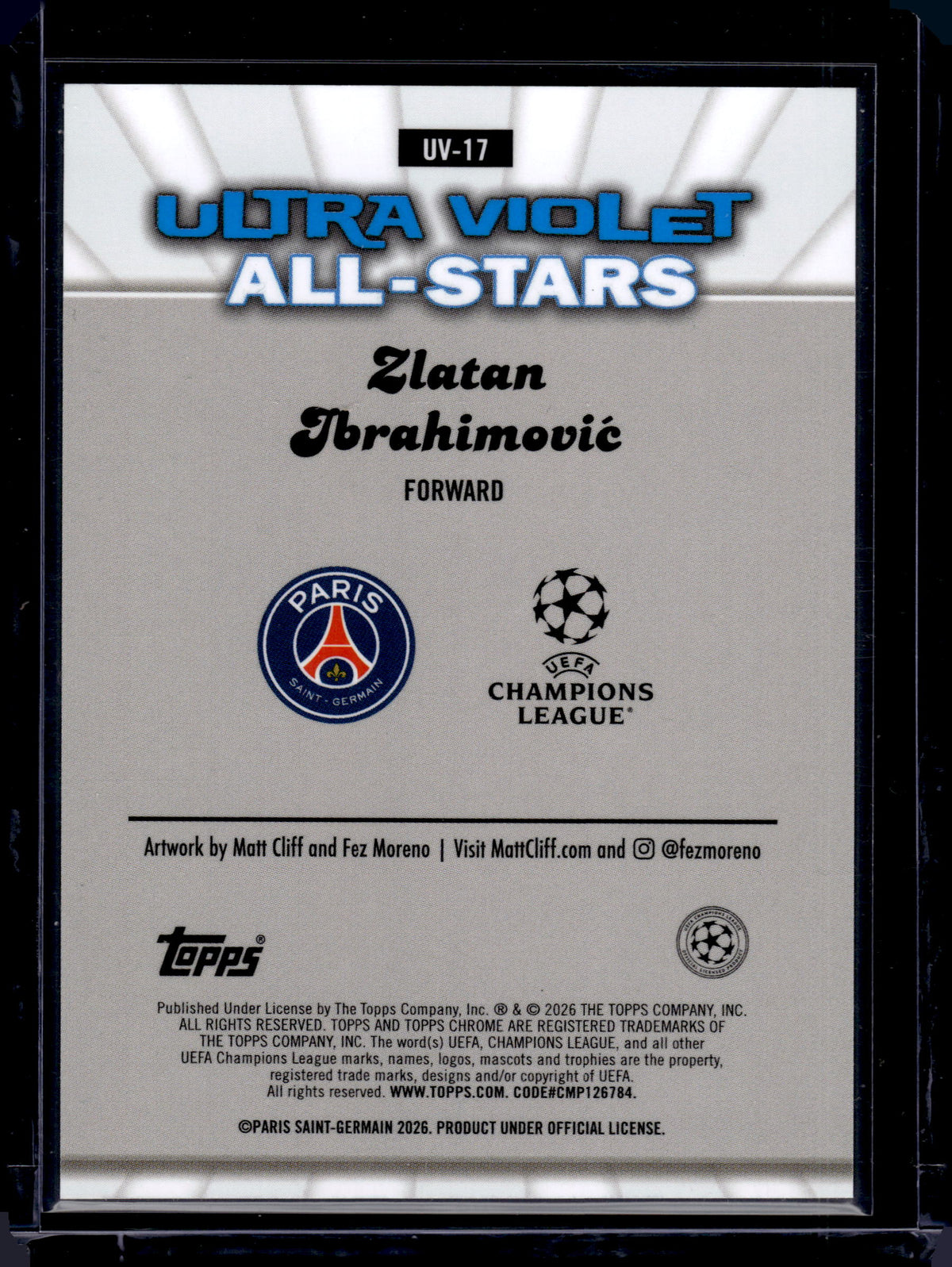 HL-INV 2026 Topps Chrome Ultra Violet Zlatan Ibrahimović #UV-17 Refractor