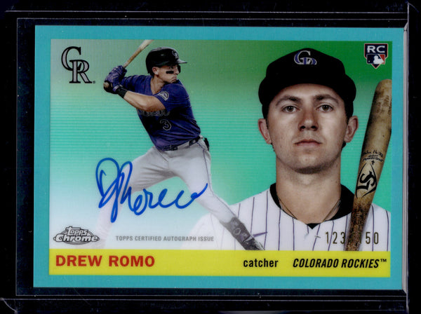2025 Topps Chrome Platinum Baseball Drew Romo #CPA-DR Teal /150 RC