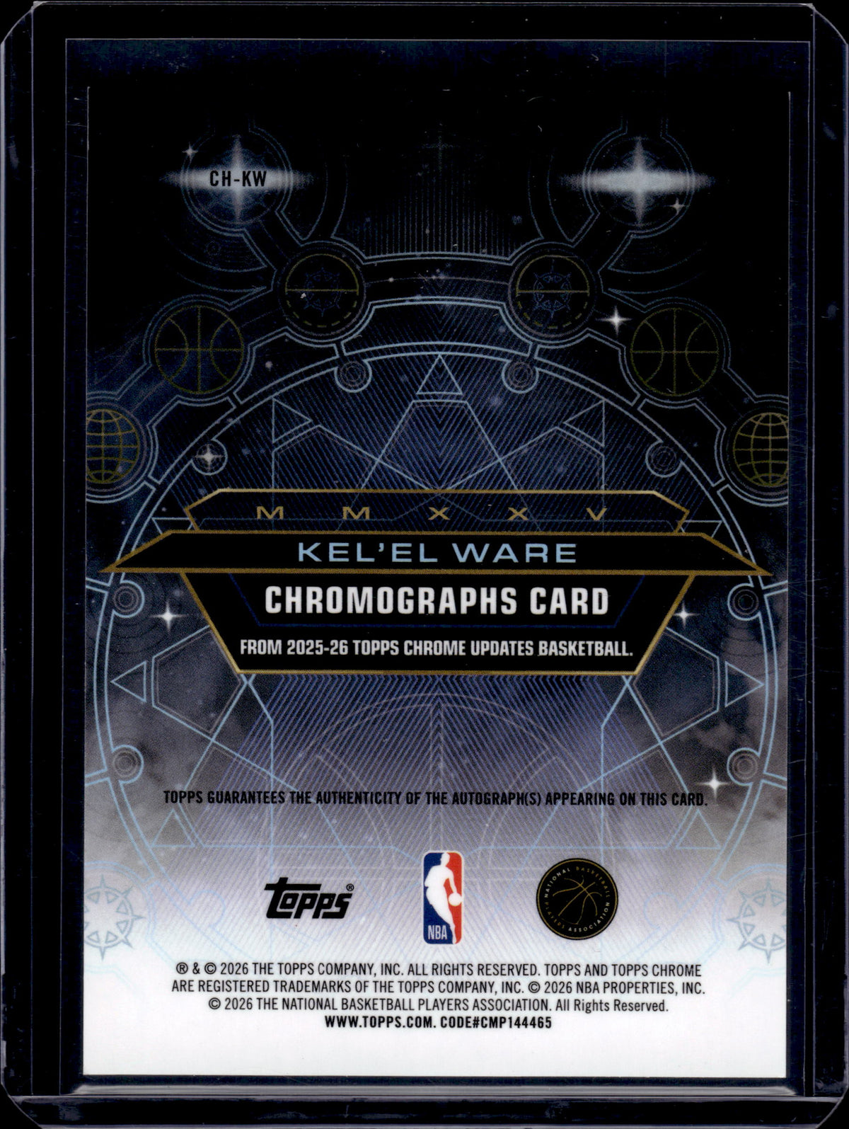 2026 Topps Chrome Update Chromographs Kel'el Ware #CH-KW Gold /50
