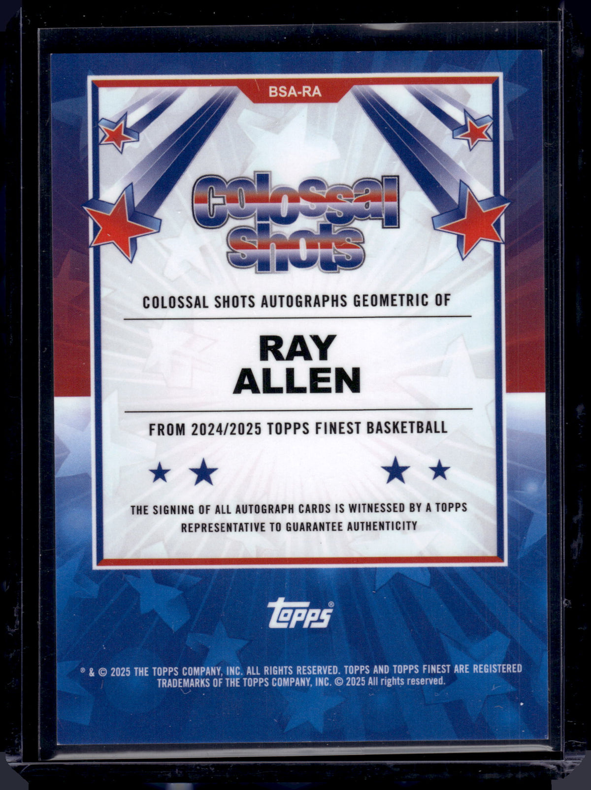 HL-INV 2025 Topps Finest Colossal Shots Auto Ray Allen #BSA-RA Red & Black /10