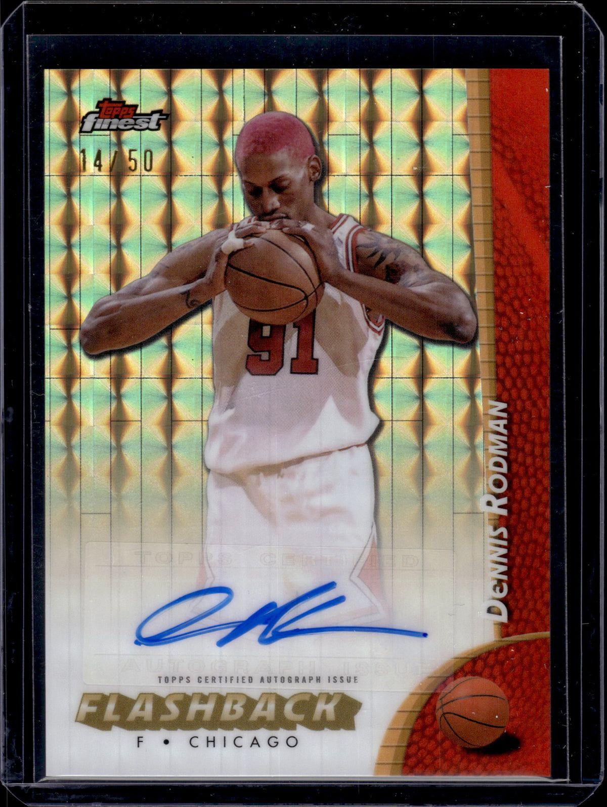 HL-INV 2025 Topps Finest Flashback Auto Dennis Rodman #FBA-DR Gold Geometric/50