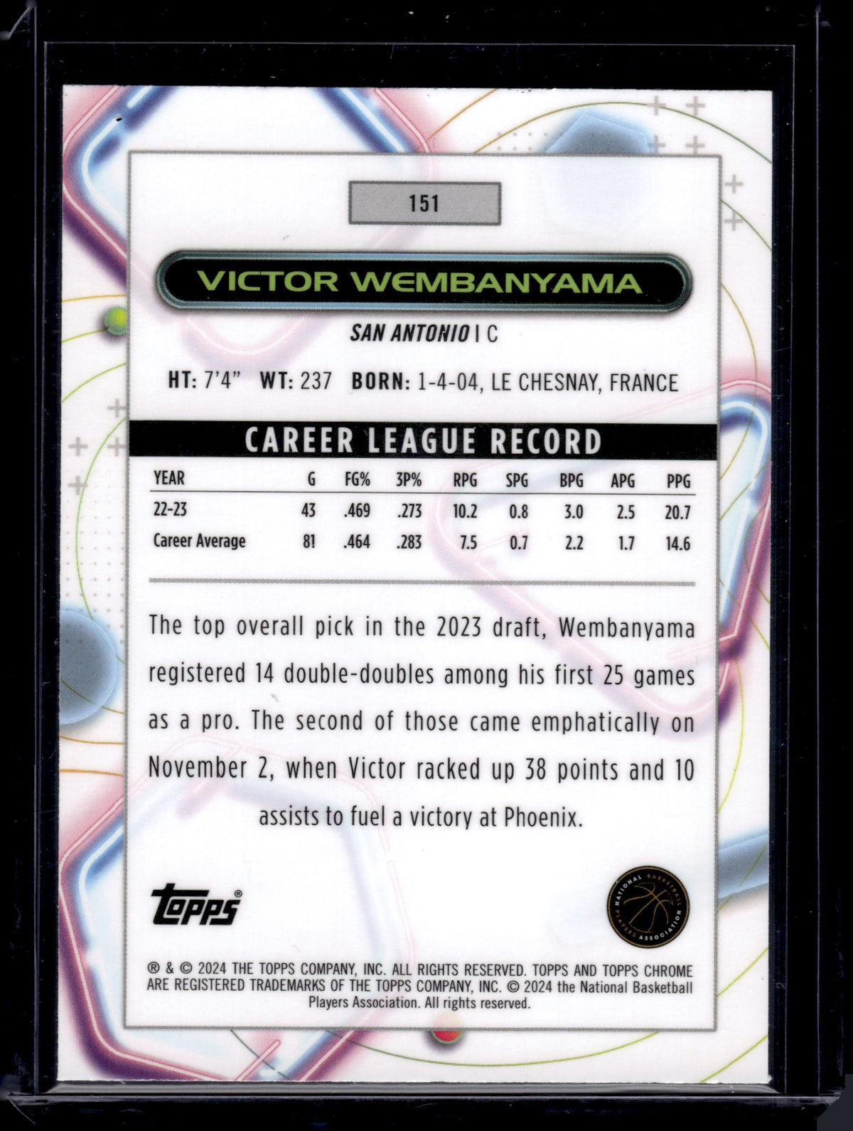 HL-INV 2024 Topps Chrome Cosmic Victor Wembanyama #151 RC