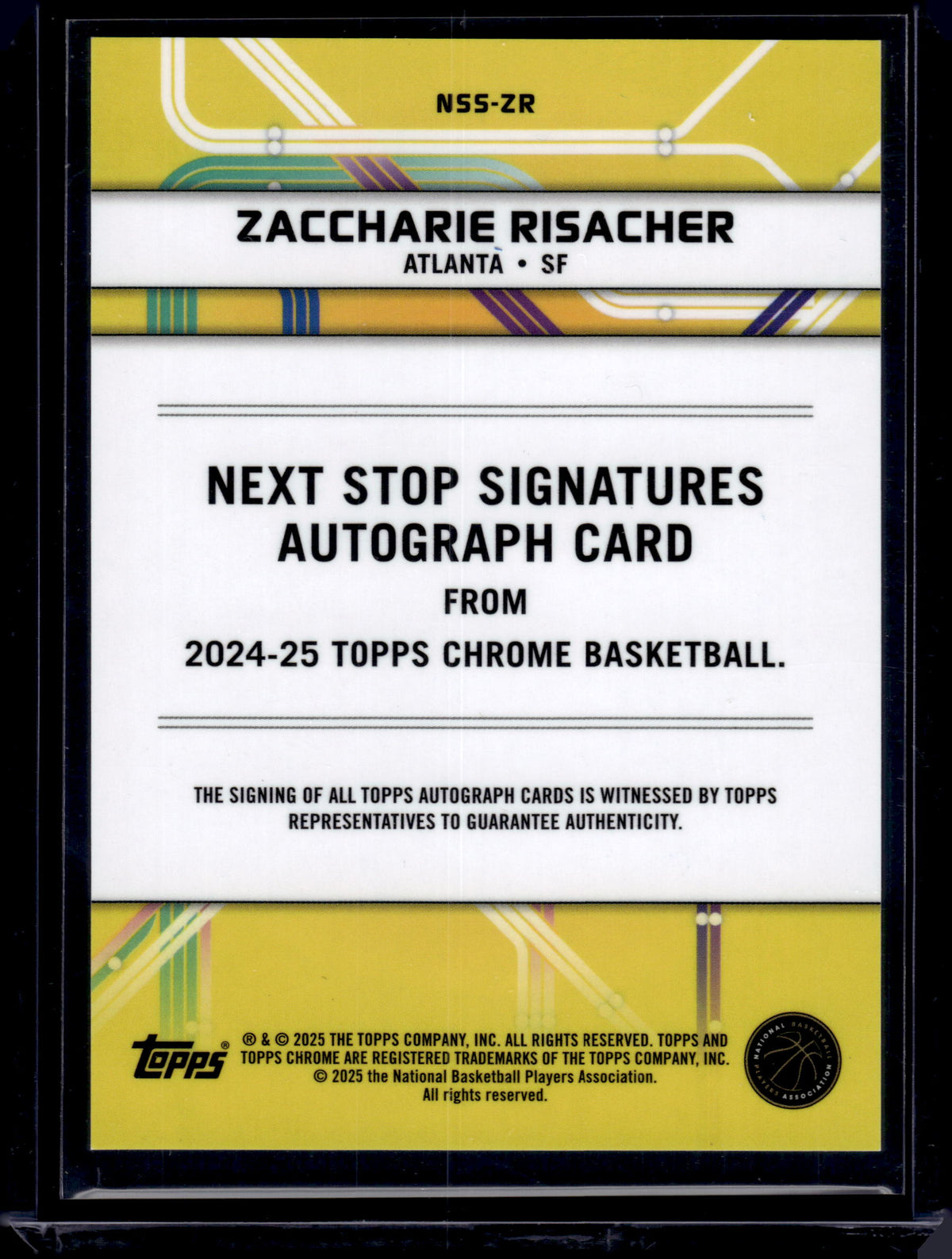 HL-INV 2025 Topps Chrome Next Stop Signatures Zaccharie Risacher #NSS-ZR Auto RC
