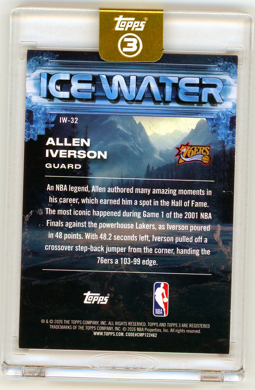 2026 Topps 3 Basketball Ice Water Allen Iverson #IW-32 Case Hit /25