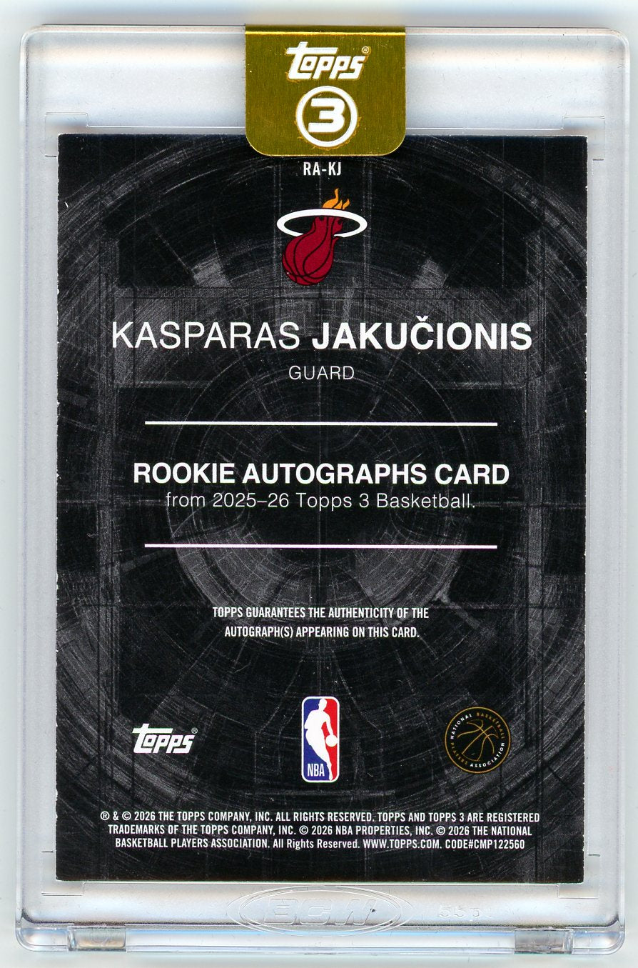 2026 Topps 3 Basketball Rookie Autographs Kasparas Jakucionis #RA-KJ /5 Auto RC