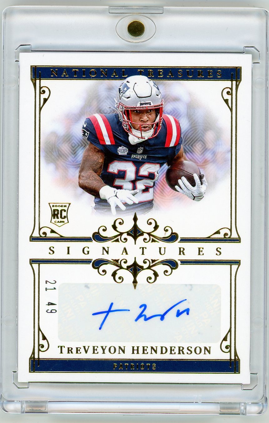 2025 Panini National Treasures TreVeyon Henderson #SIG-THN /49 Auto RC