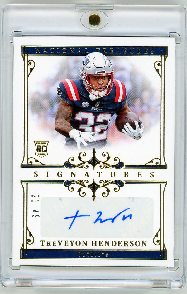 2025 Panini National Treasures TreVeyon Henderson #SIG-THN /49 Auto RC