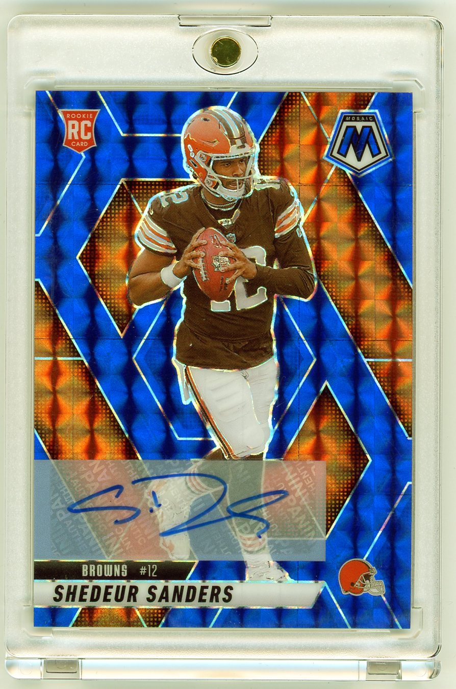 2025 Panini Mosaic Shedeur Sanders #302 Blue Geometric /99 Auto RC