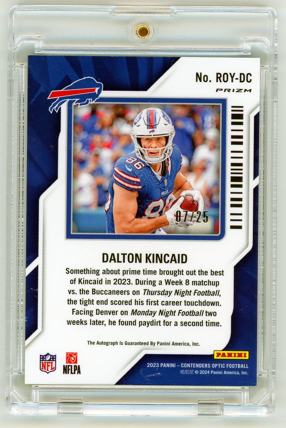 2023 Panini Contenders Optic Dalton Kincaid #ROY-DC Blue Scope /25 Auto