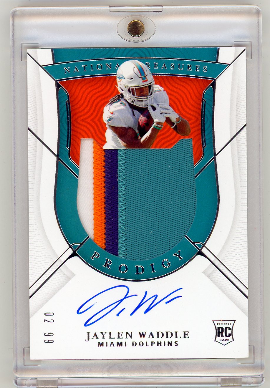 2021 Panini National Treasures Prodigy Jaylen Waddle #PPA-JW /99 Auto RC