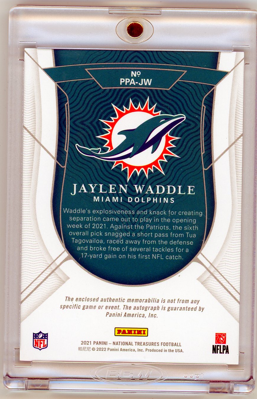 2021 Panini National Treasures Prodigy Jaylen Waddle #PPA-JW /99 Auto RC