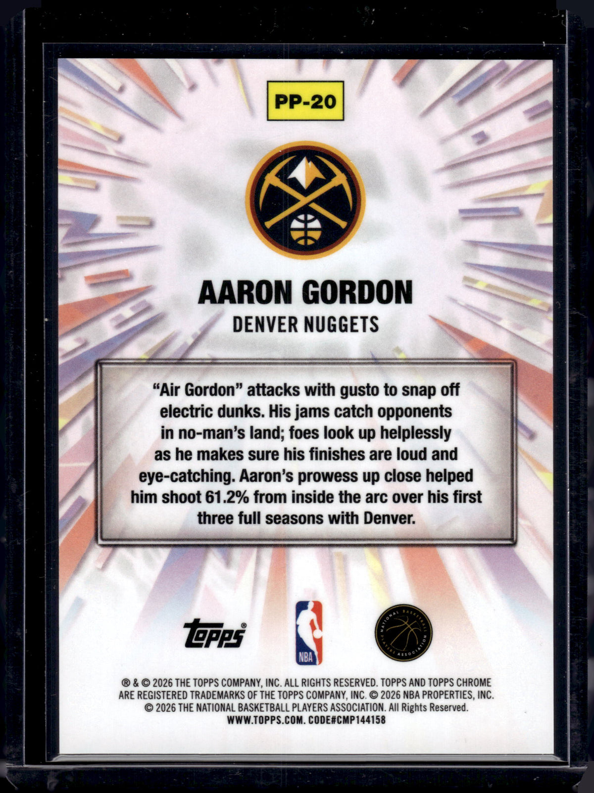 2026 Topps Chrome Power Players Aaron Gordon #PP-20 Orange Refractor /25
