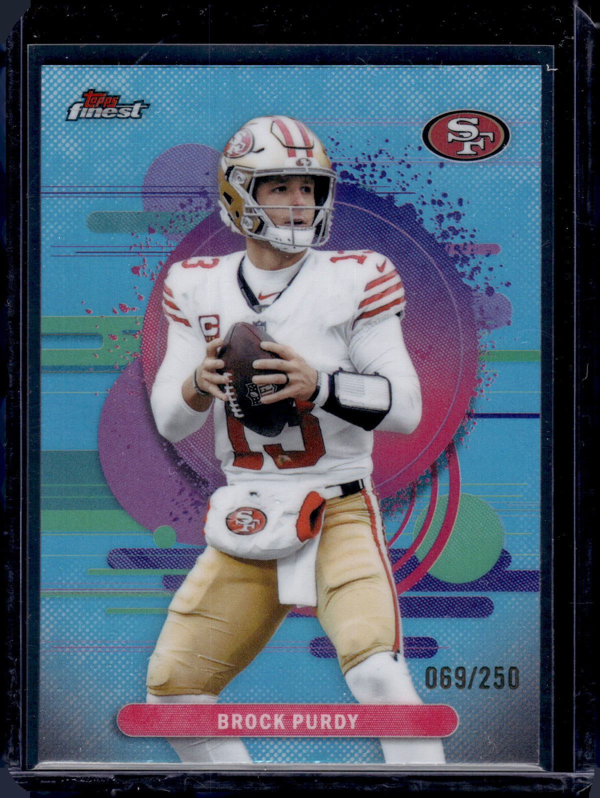 2025 Topps Finest Brock Purdy #146 Sky Blue Refractor /250