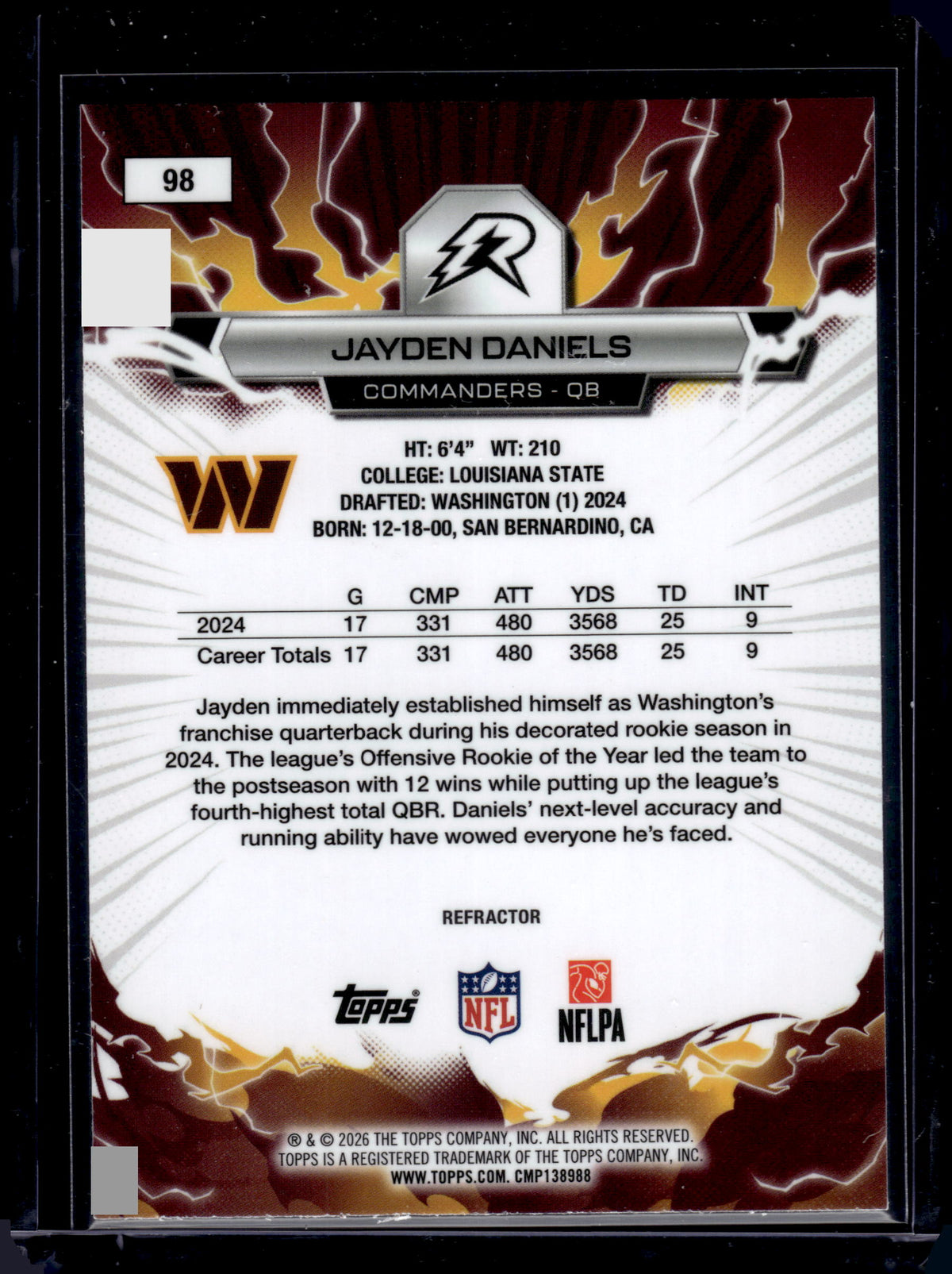 2026 Topps Resurgence Jayden Daniels #98 Refractor