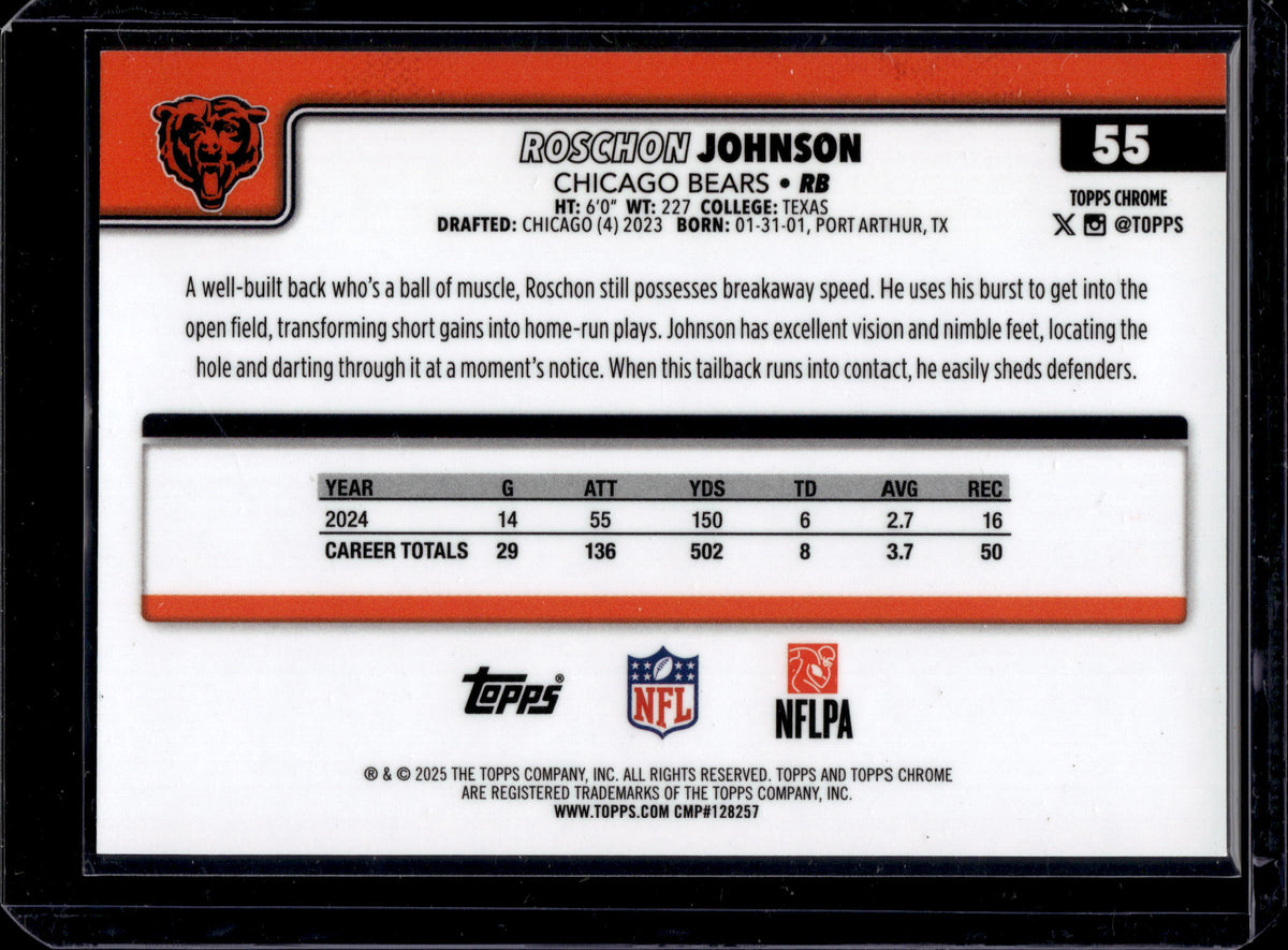 2025 Topps Chrome Roschon Johnson #55 Orange Geometric Refractor /25