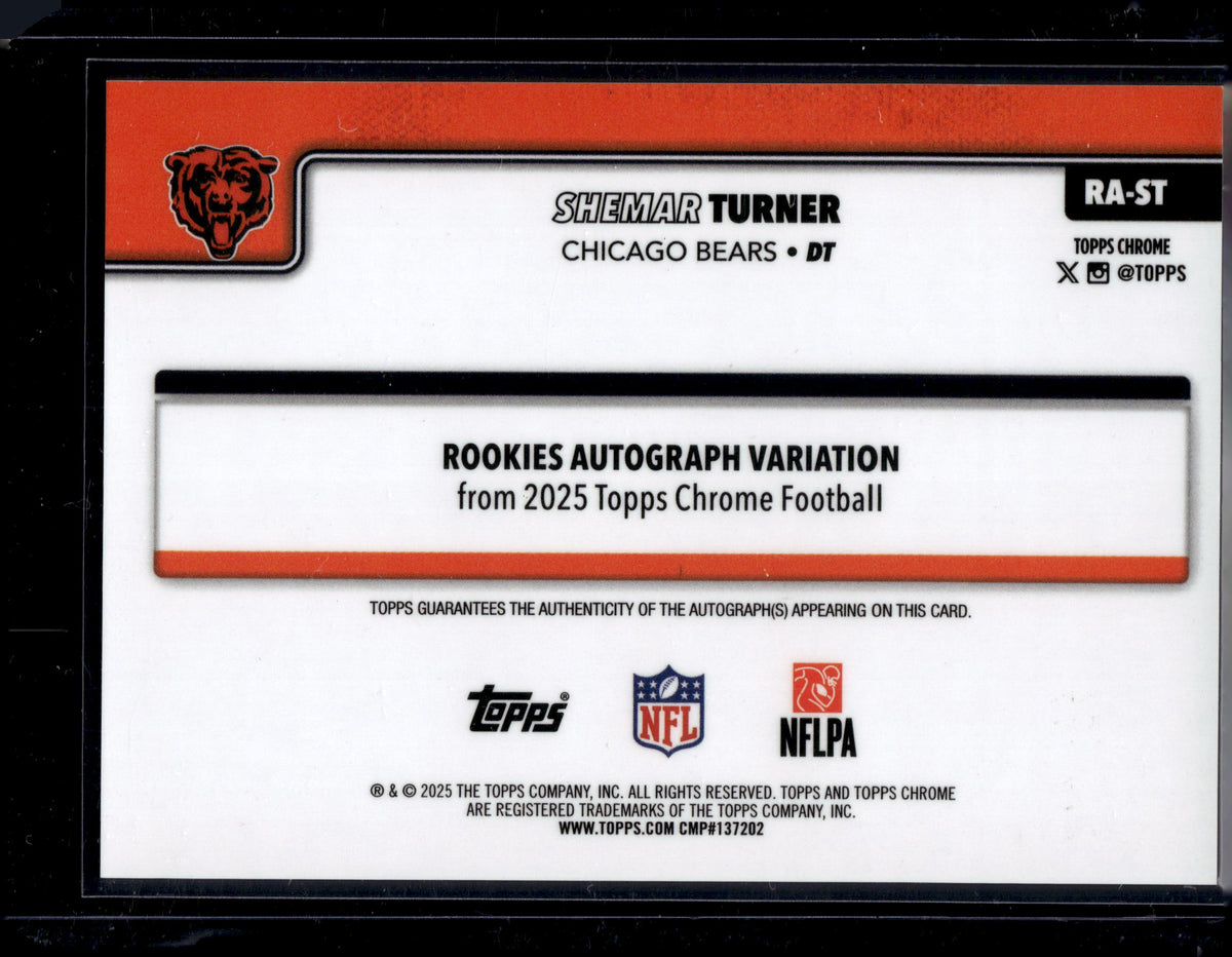 2025 Topps Chrome Shemar Turner #RA-ST Yellow Refractor /275 Auto RC