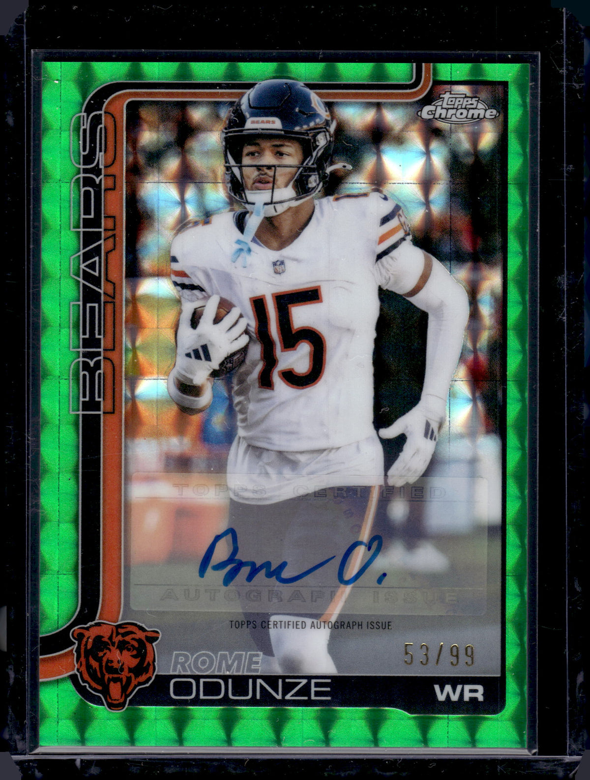 2025 Topps Chrome Rome Odunze #BA-RO Green Geometric /99 Auto
