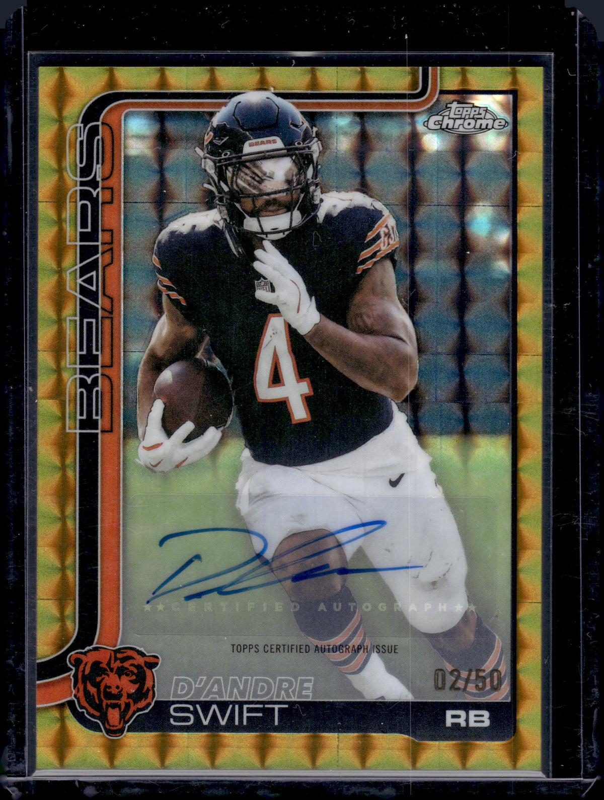 2025 Topps Chrome D'Andre Swift #BA-DSW Gold Geometric Refractor /50 Auto